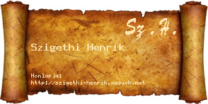 Szigethi Henrik névjegykártya